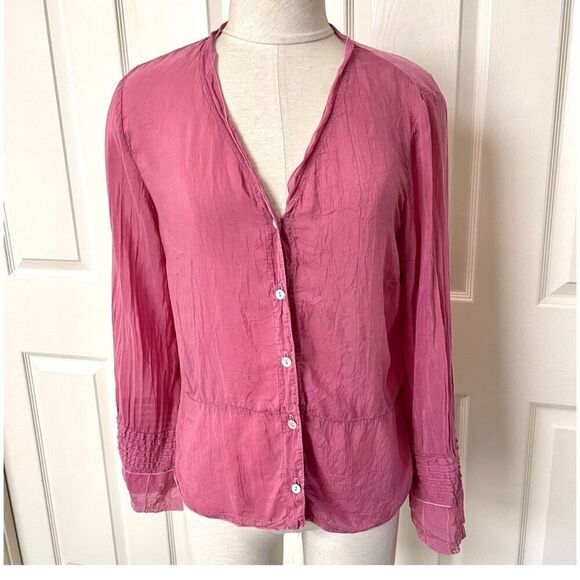 Johnny Was Collection pink rayon embroidered blouse - Picture 6 of 12